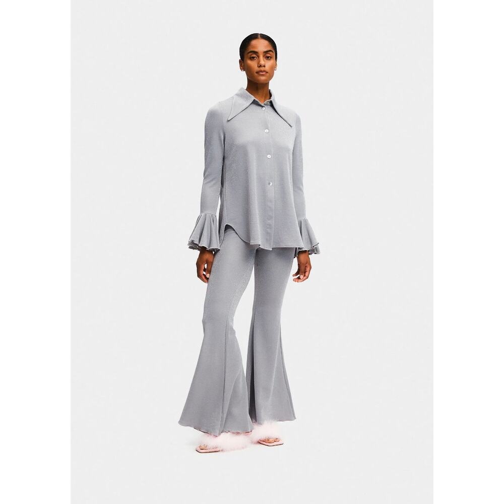 $665 Sleeper Lurex Lounge Two-Piece Set Shimmering Flared Small NWT